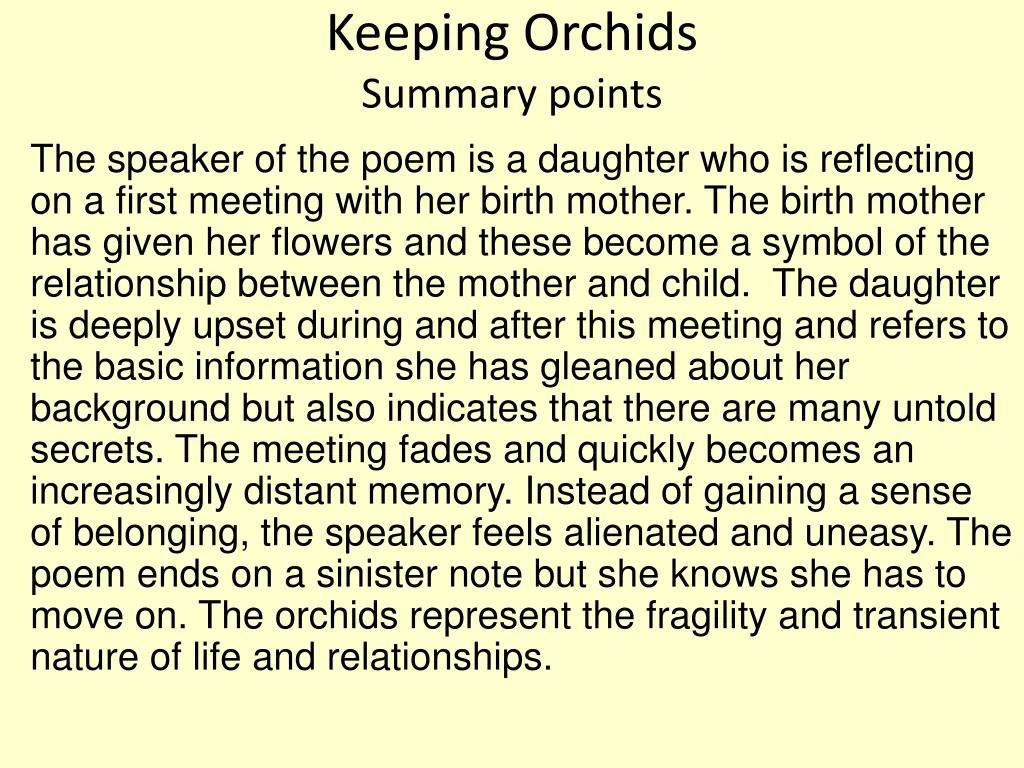 keeping orchids summary points