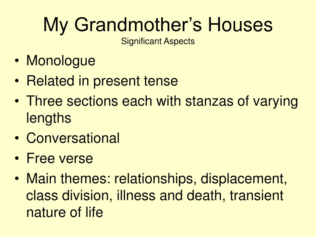 my grandmother s houses significant aspects