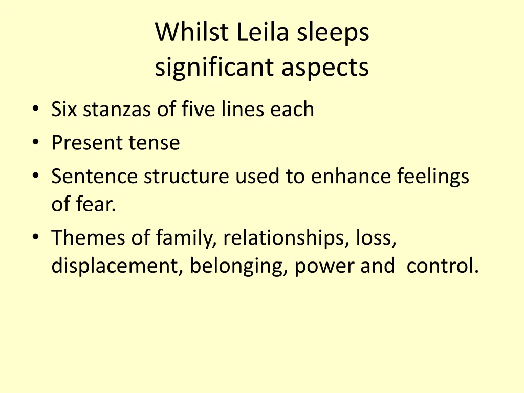 whilst leila sleeps significant aspects