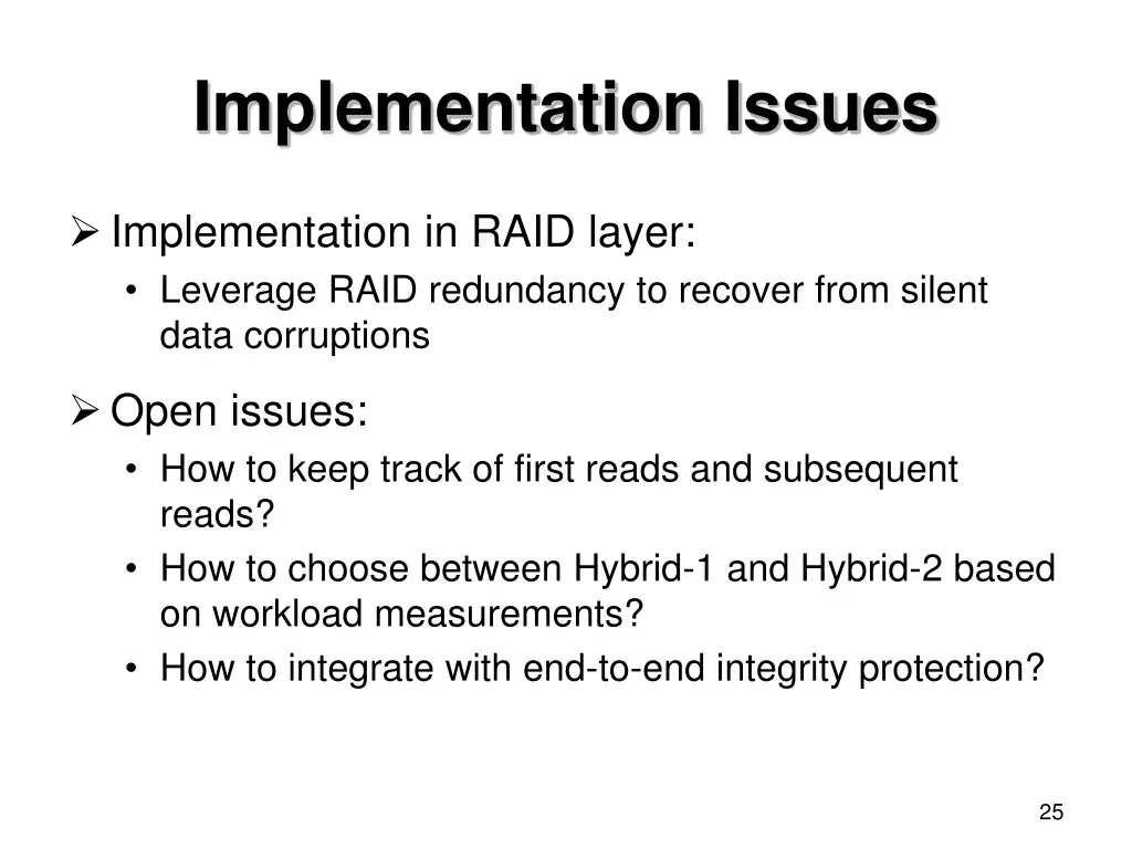 implementation issues