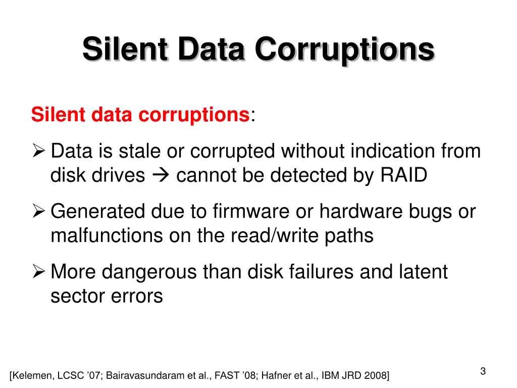 silent data corruptions