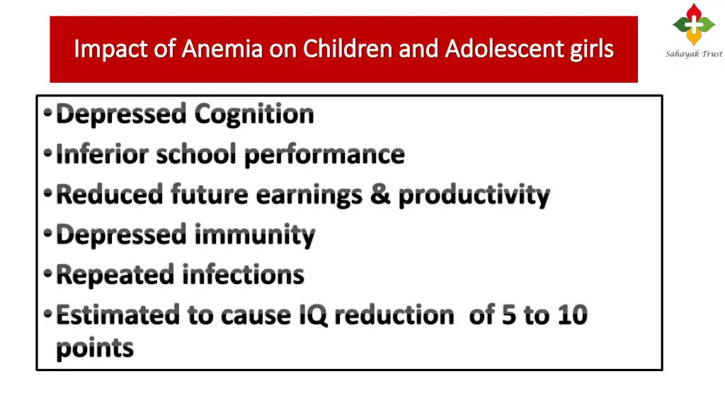 impact of anemia on children and adolescent girls