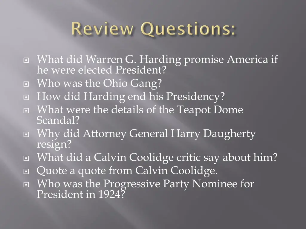 what did warren g harding promise america