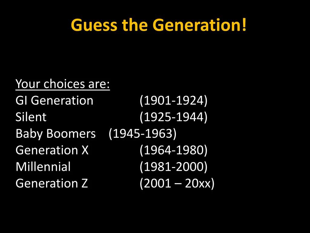 guess the generation