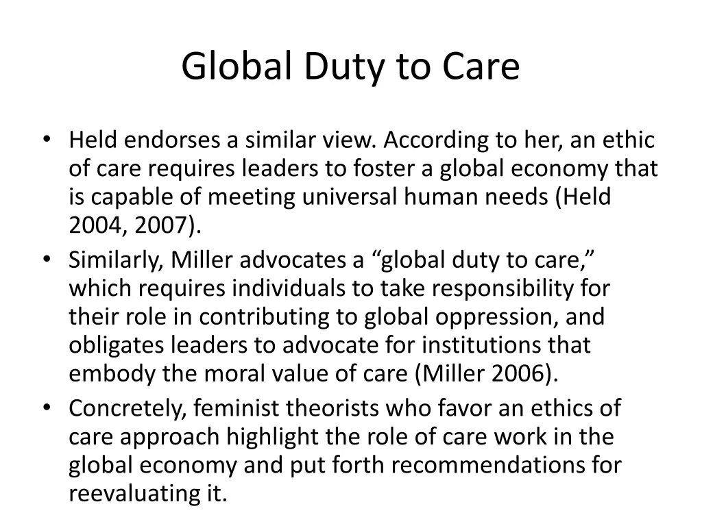 global duty to care