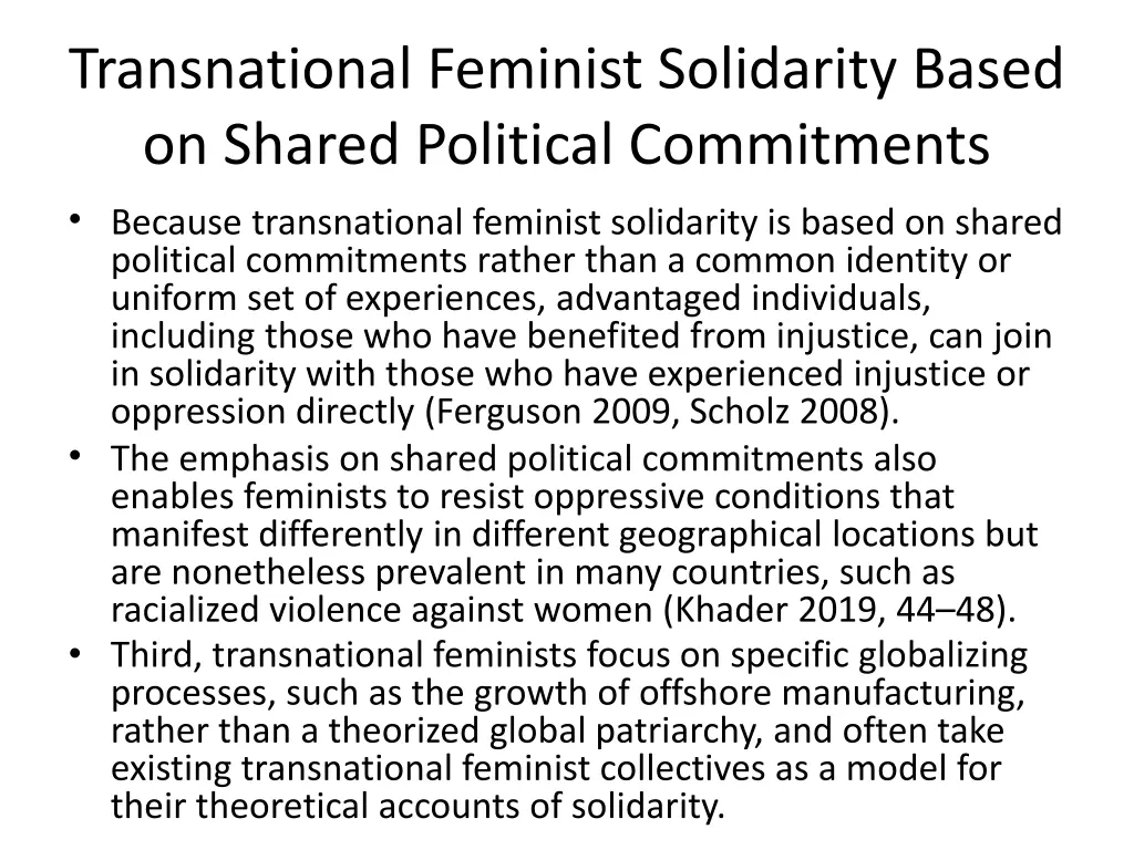 transnational feminist solidarity based on shared