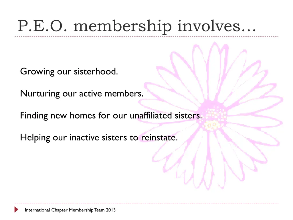 p e o membership involves