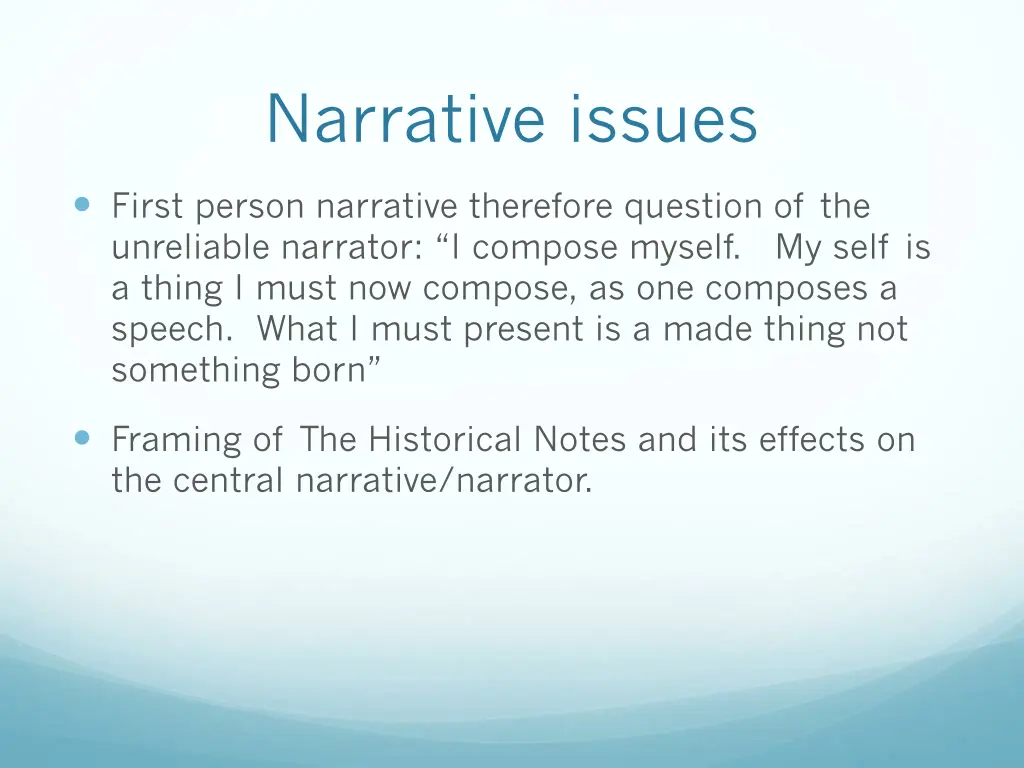 narrative issues