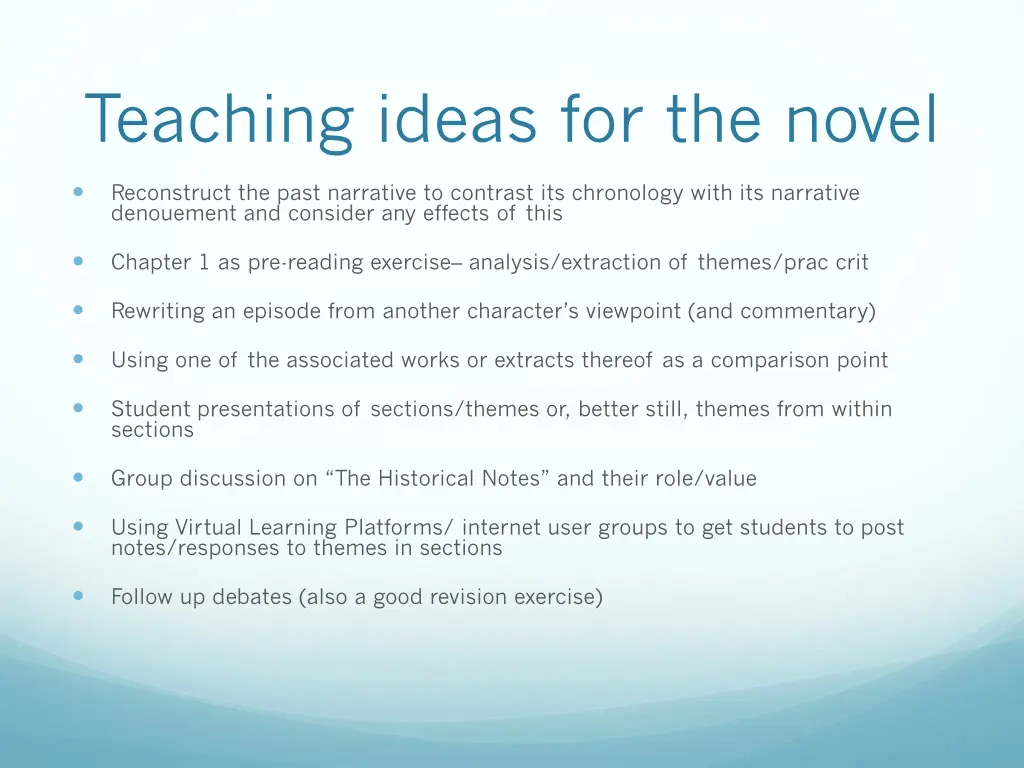 teaching ideas for the novel