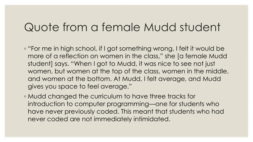 quote from a female mudd student