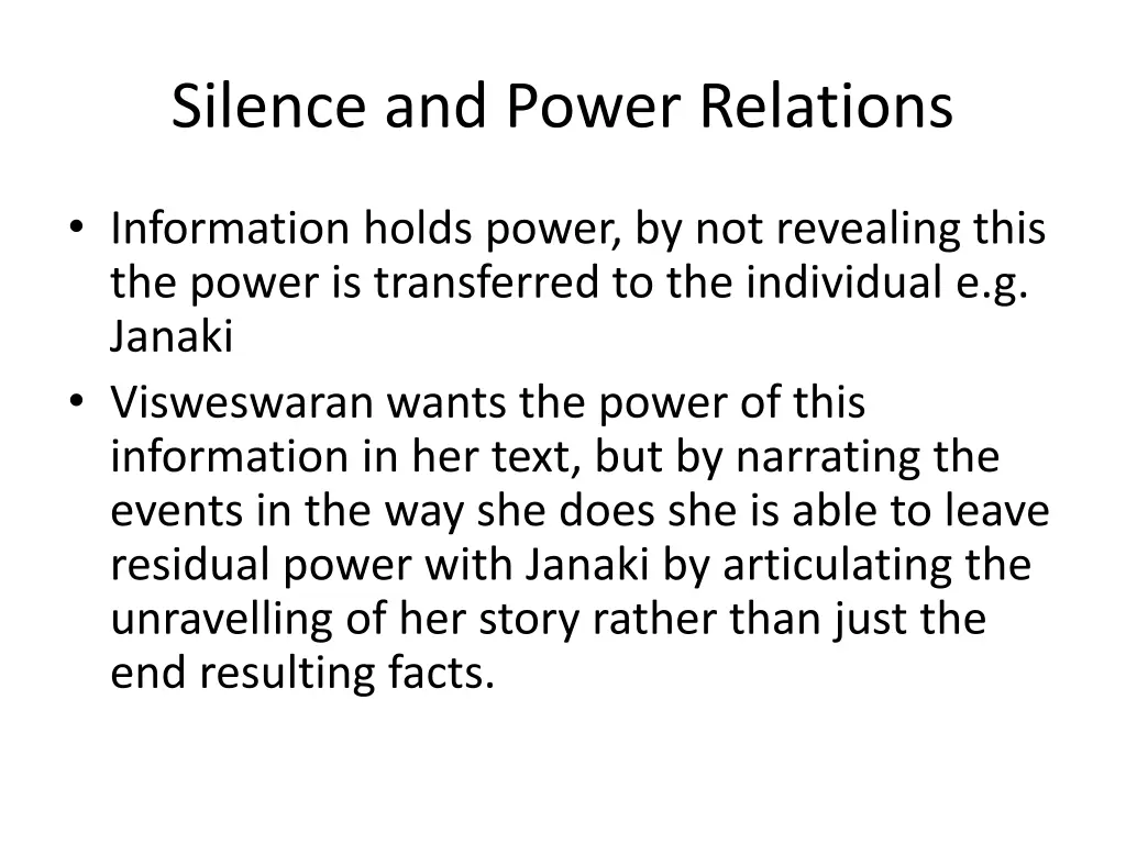 silence and power relations