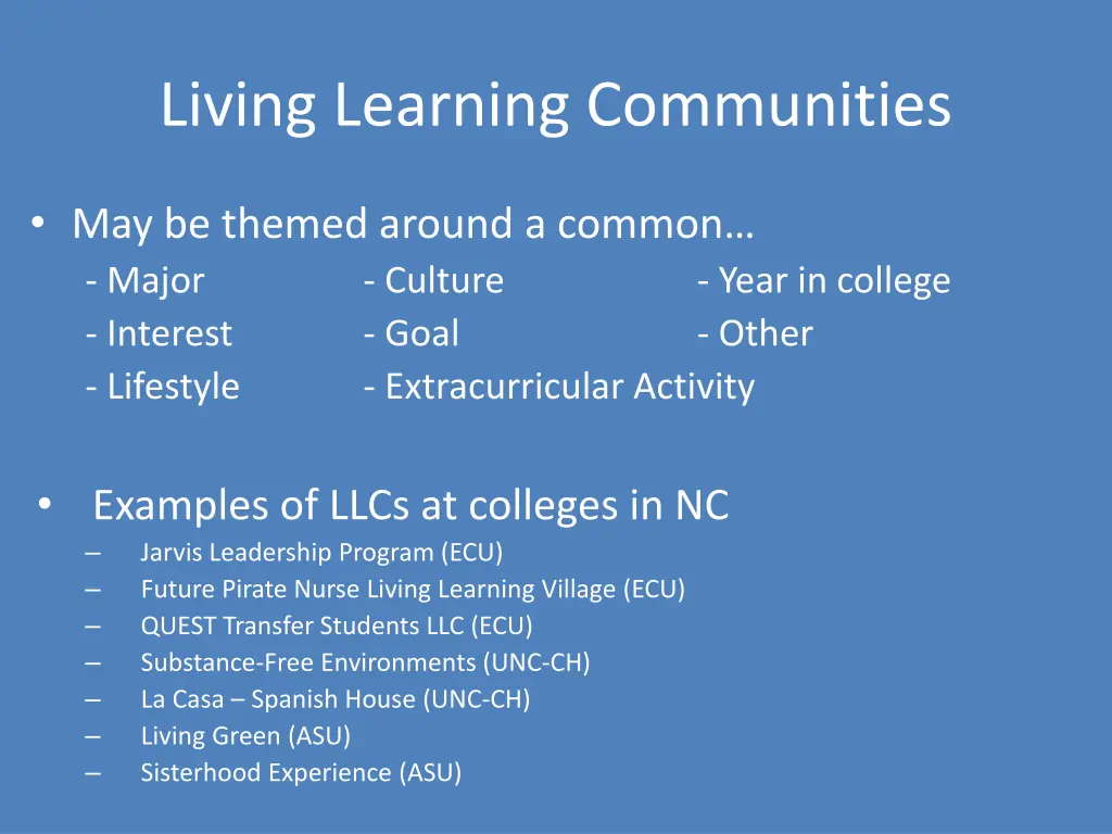 living learning communities