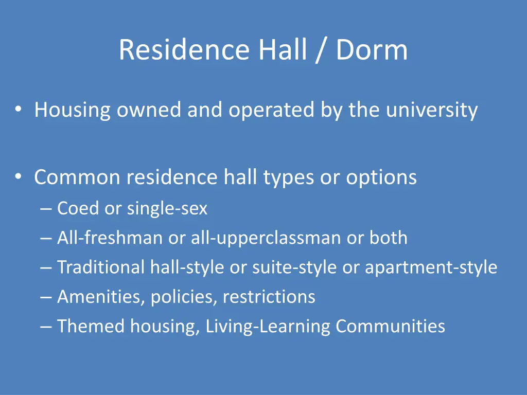 residence hall dorm