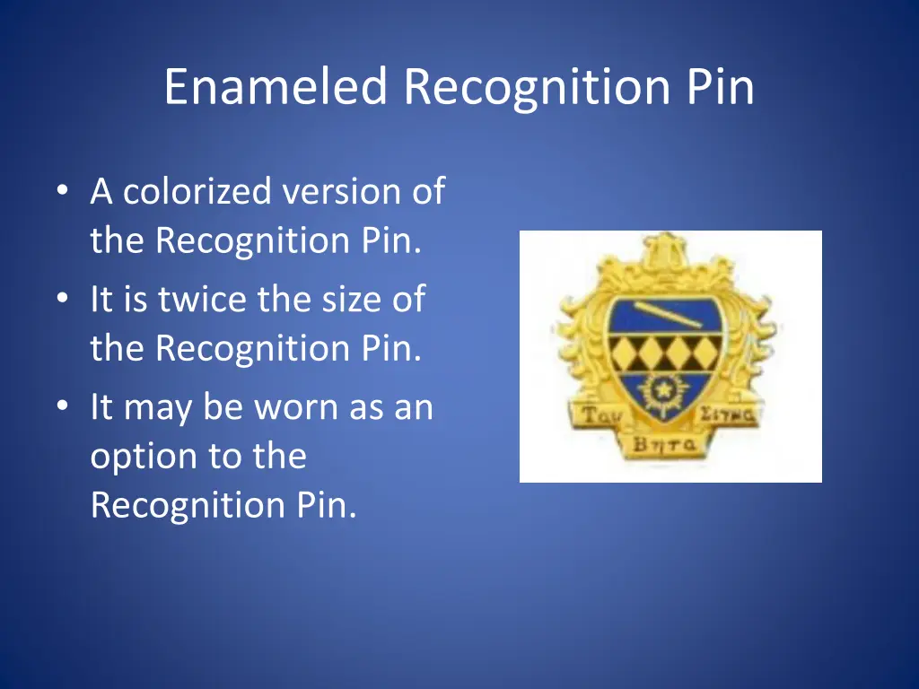 enameled recognition pin