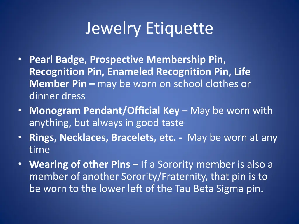 jewelry etiquette