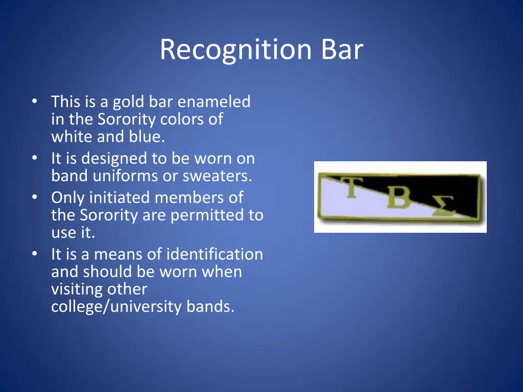 recognition bar