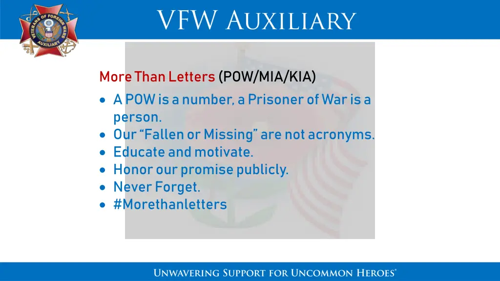 more than letters pow mia kia a pow is a number