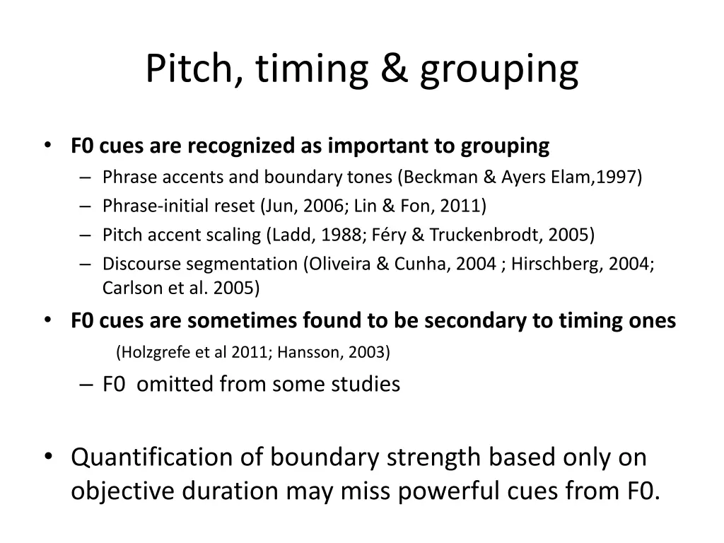 pitch timing grouping