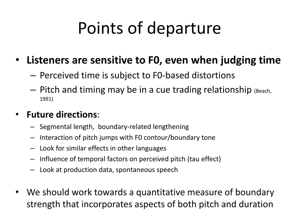 points of departure