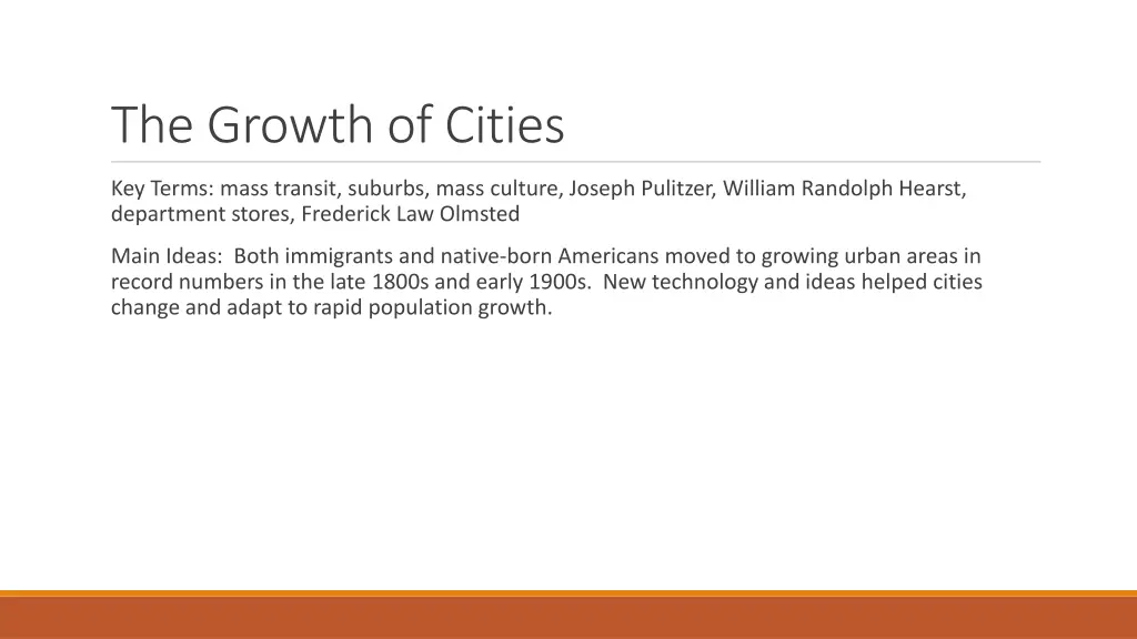 the growth of cities