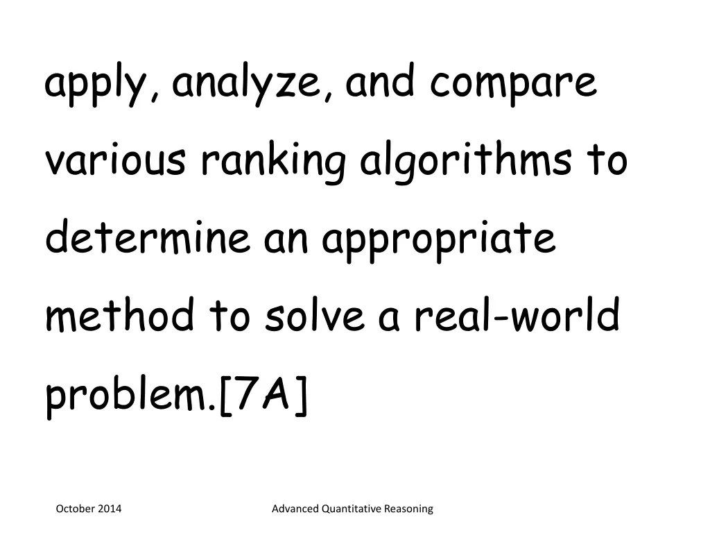 apply analyze and compare various ranking