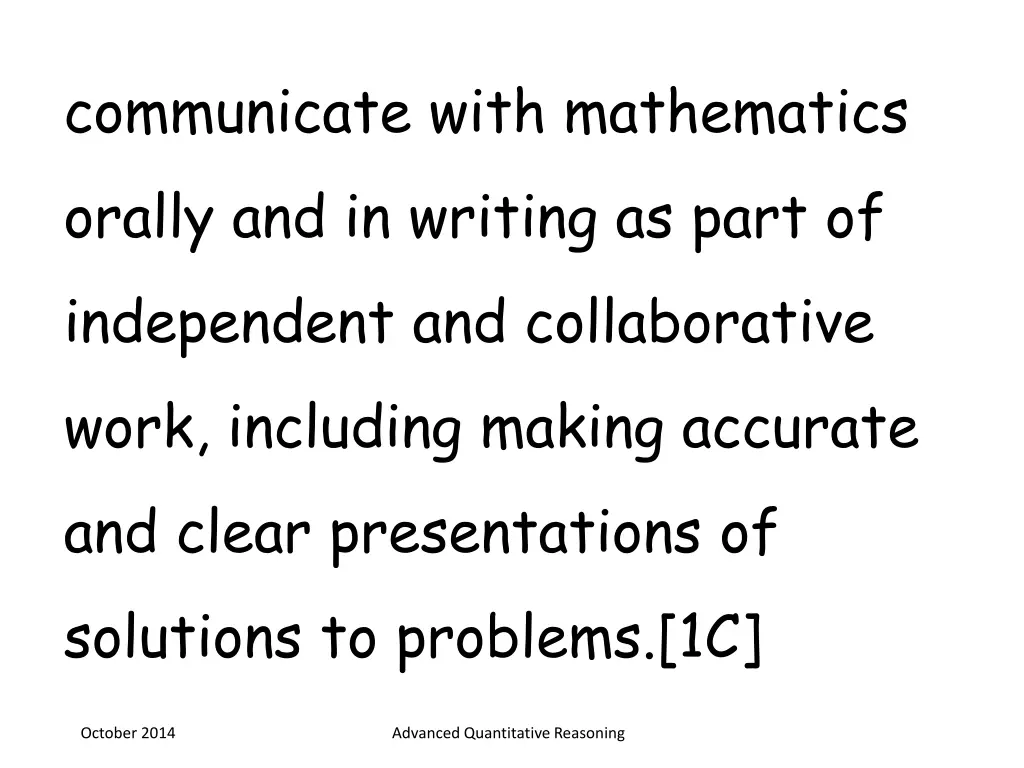 communicate with mathematics orally