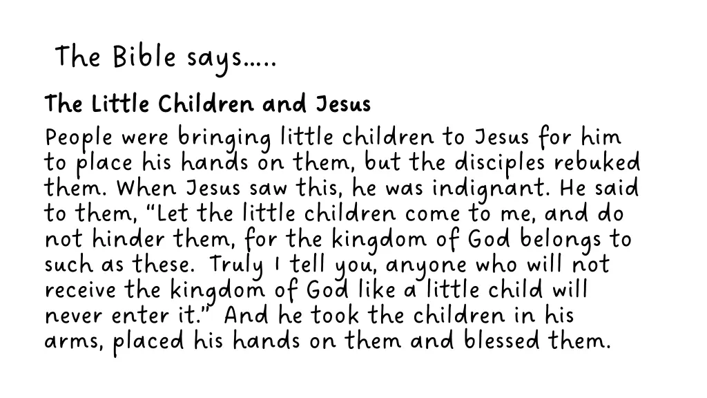 the bible says the little children and jesus