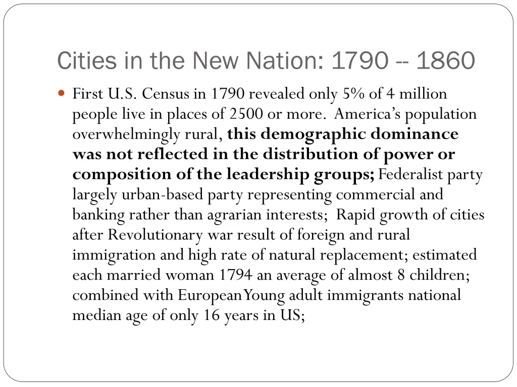 cities in the new nation 1790 1860