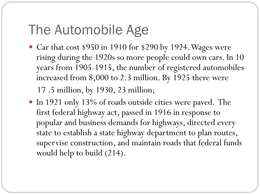 the automobile age