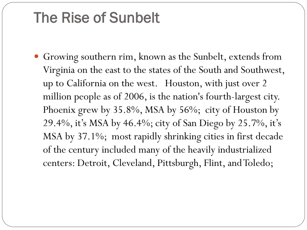 the rise of sunbelt the rise of sunbelt