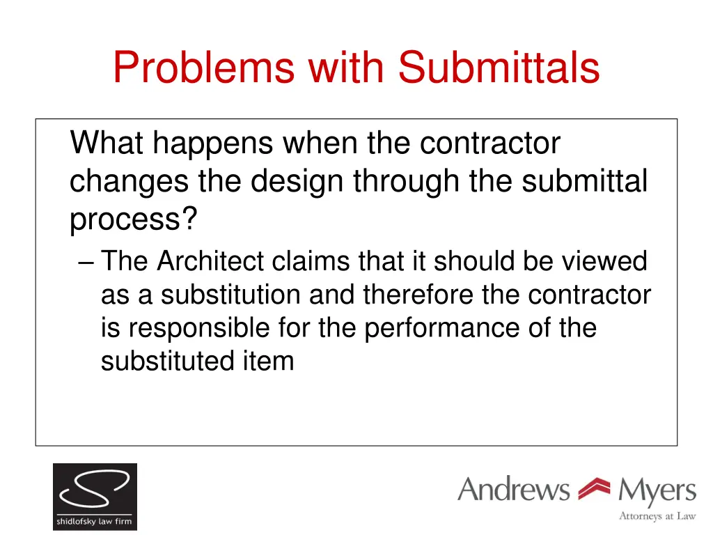 problems with submittals