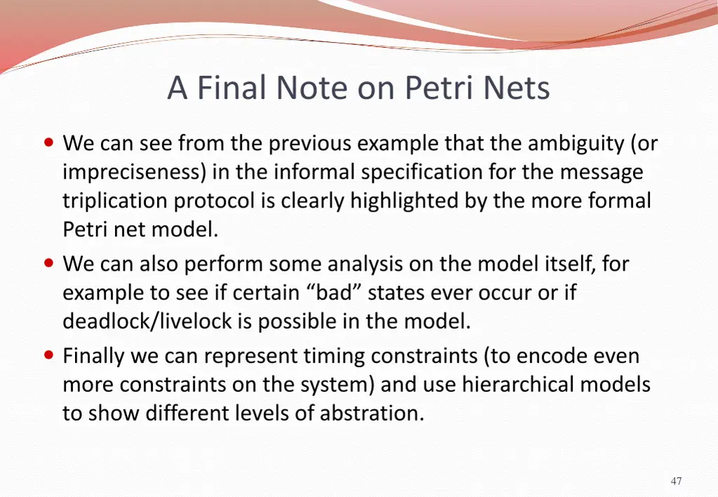 a final note on petri nets