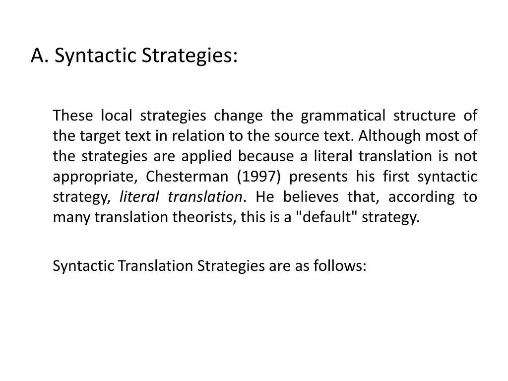 a syntactic strategies