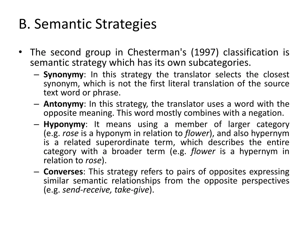 b semantic strategies