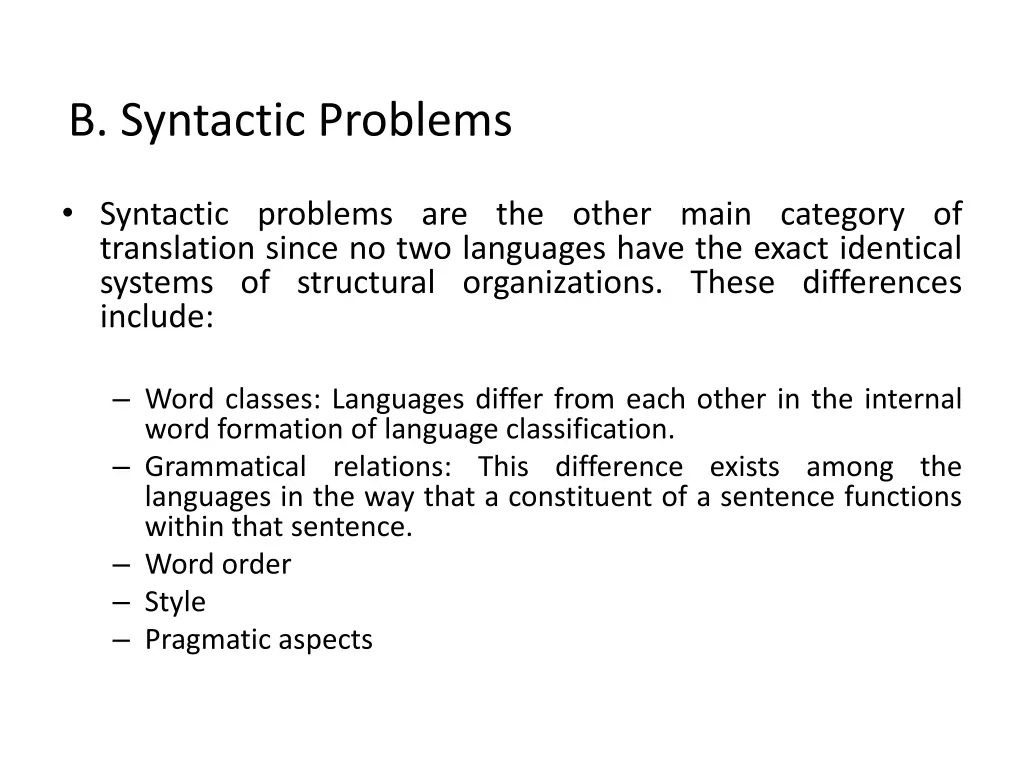 b syntactic problems