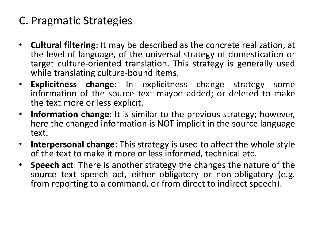 c pragmatic strategies