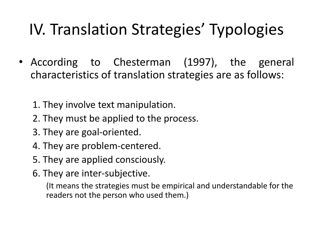 iv translation strategies typologies