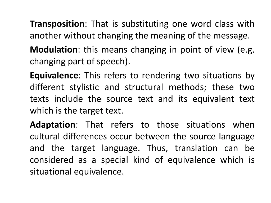 transposition that is substituting one word class