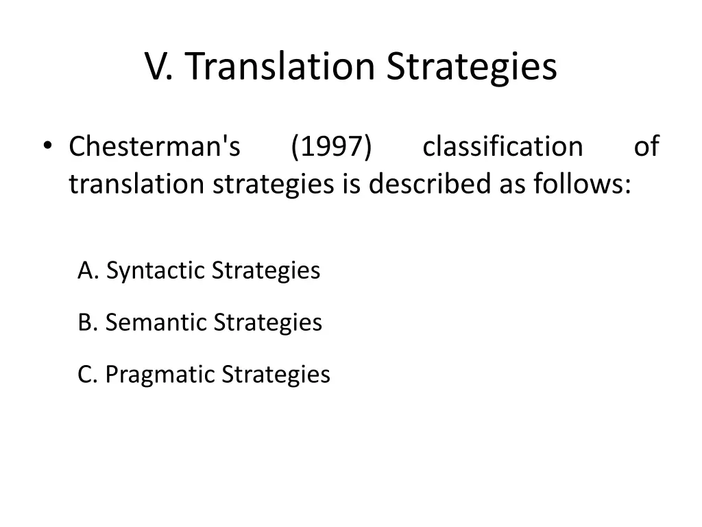 v translation strategies