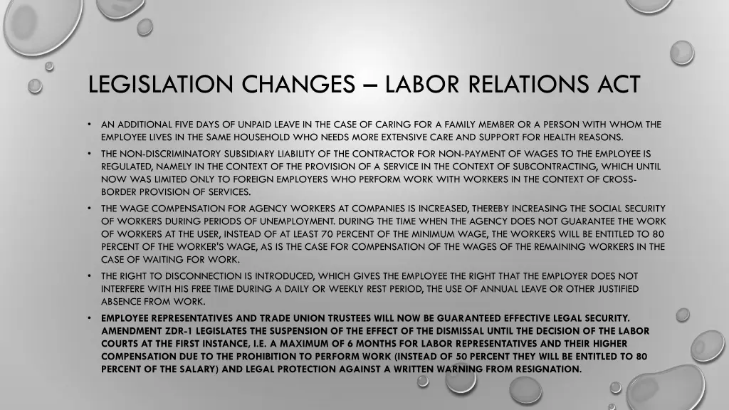 legislation changes labor relations act