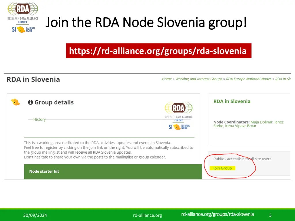 join the rda node slovenia group join