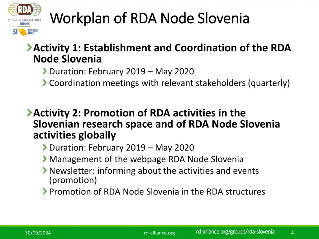 workplan workplan of rda node slovenia