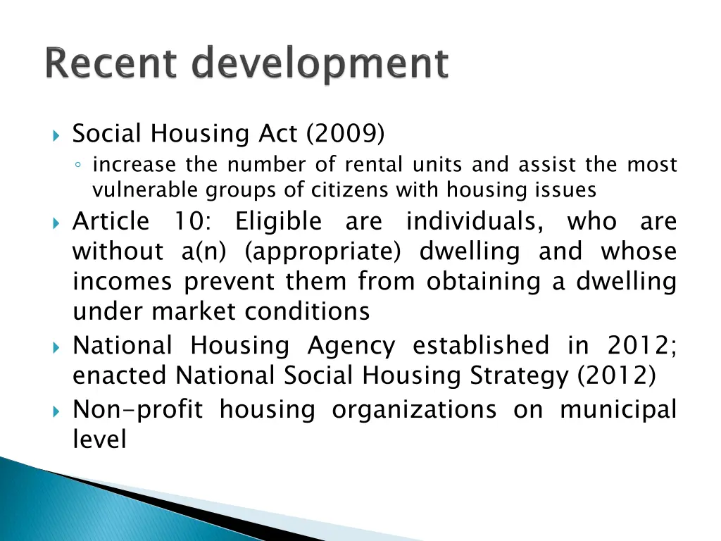 social housing act 2009 increase the number