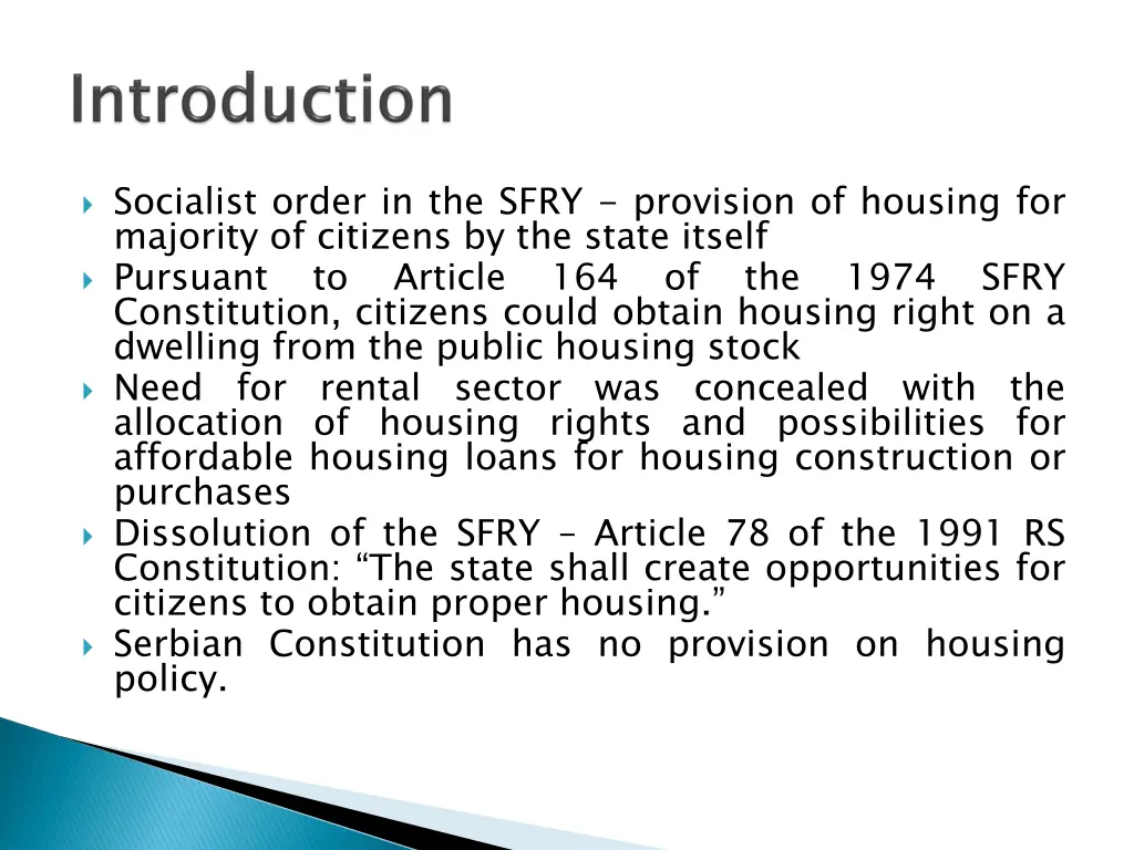 socialist order in the sfry provision of housing