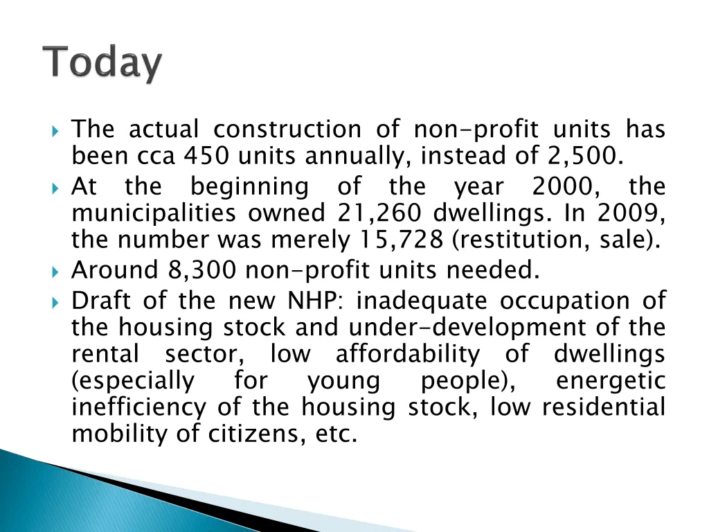 the actual construction of non profit units