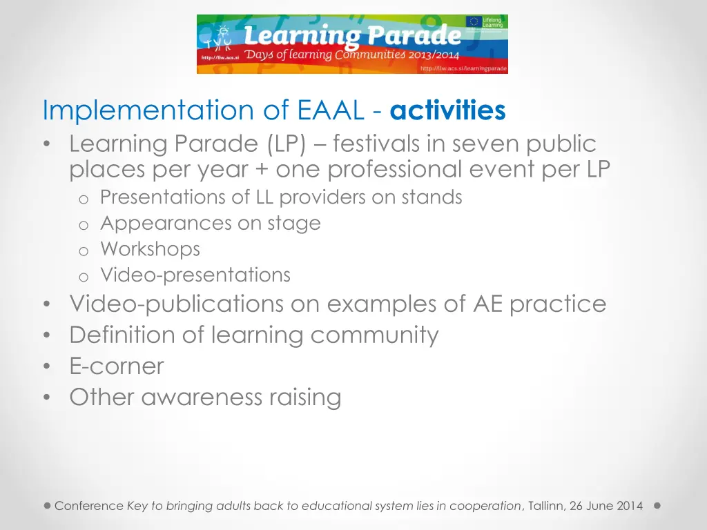 implementation of eaal activities learning parade