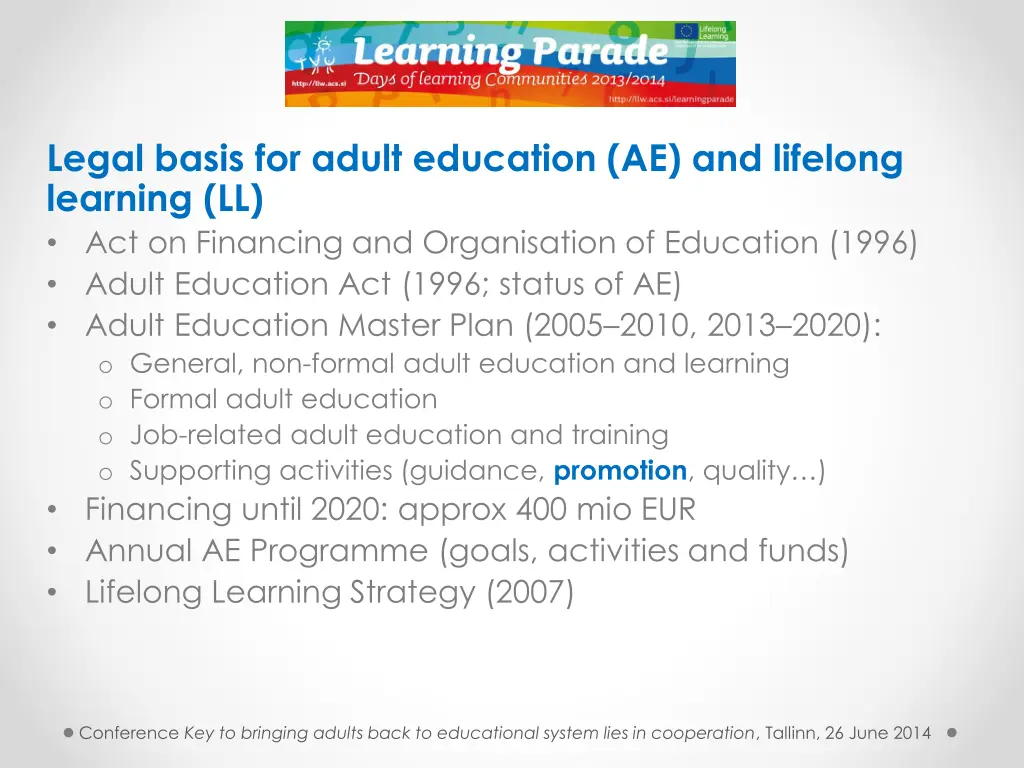 legal basis for adult education ae and lifelong