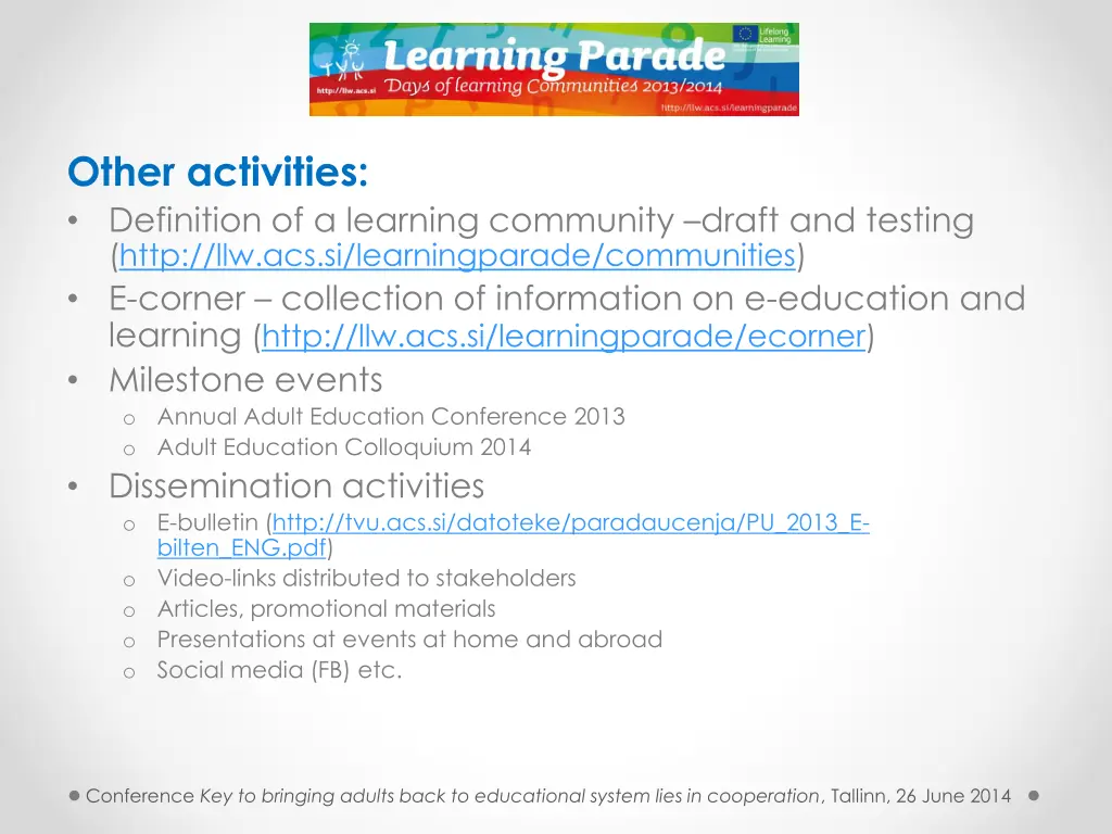 other activities definition of a learning