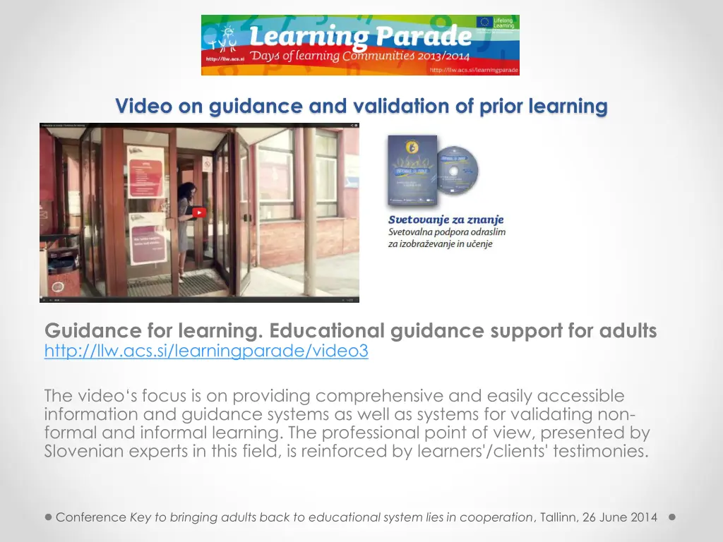 video on guidance and validation of prior learning