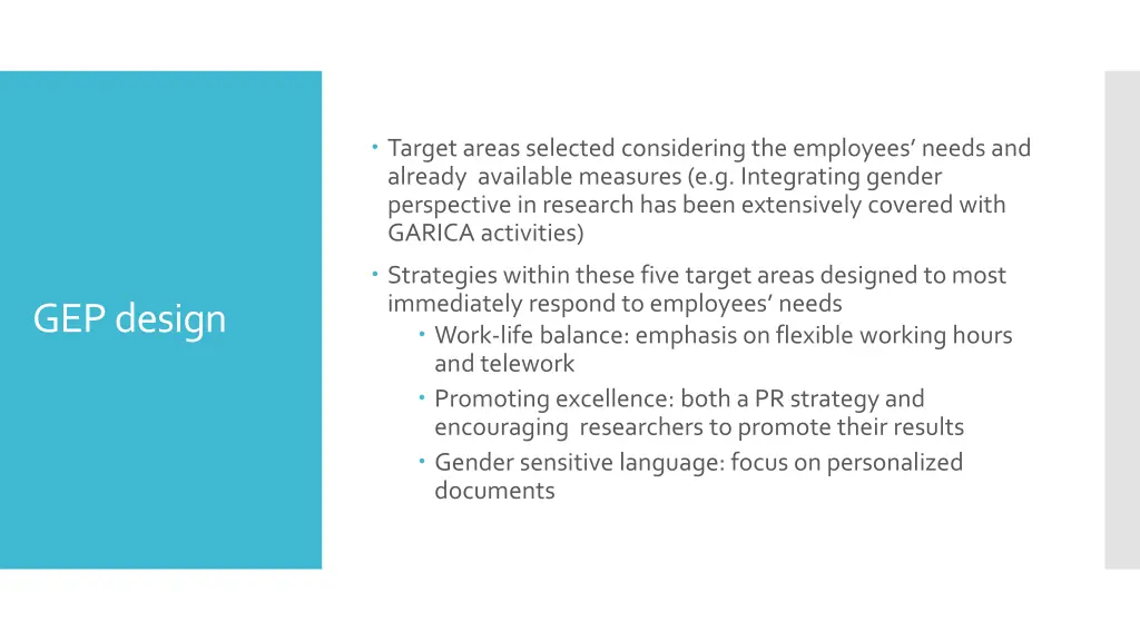 target areas selected considering the employees